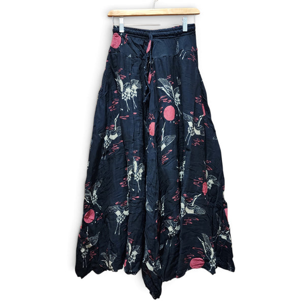 Black Crane Sun Saloo 8 Panel Long Skirt with pockets