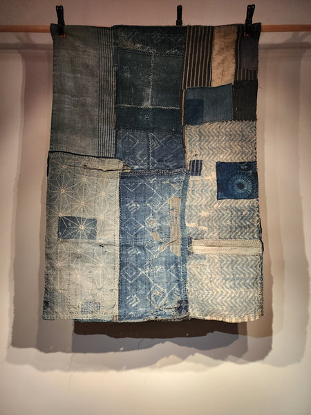 Vintage Japanese Katazome Indigo Patchwork Sashiko Futon Cover 88 x 120cm