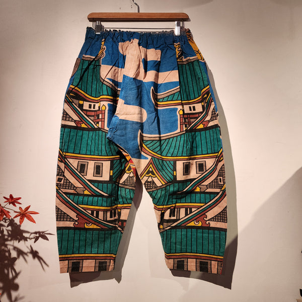 Retro Kakishibu Dyed Tenugui Samurai Flag Pants