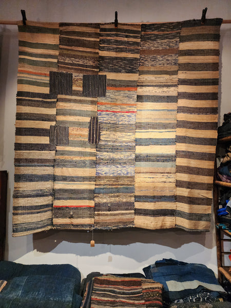 Vintage Japanese Sakiori Indigo Rug 155 x 165cm 2.3kg