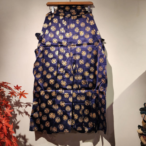Vintage Blue Golden Kamon Hakama Pants L87cm