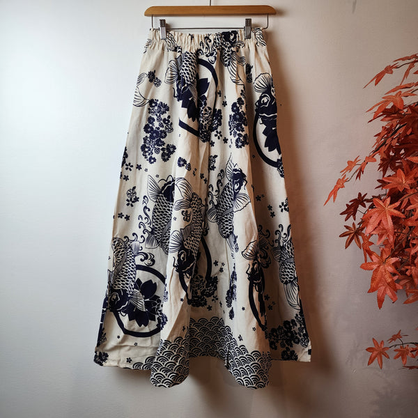 Natural White Cute Koi A-Line Skirts