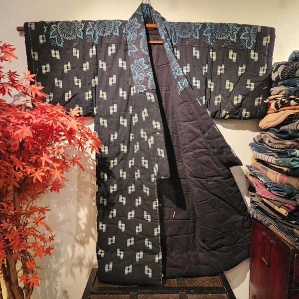 Vintage Winter Heavy Indigo Phoenix Ikat Kasuri Yogi Nightwear