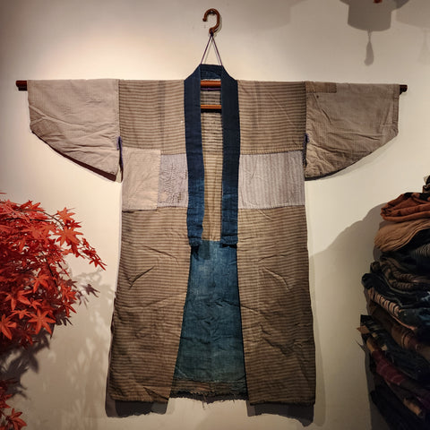 Vintage Japanese Indigo ikat Shibori Patchwork Noragi
