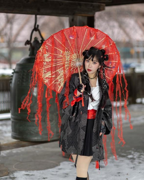 Black Bunny Waves Kimono