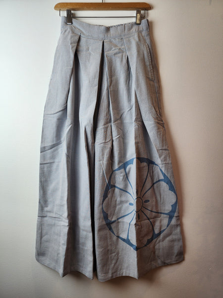 Cherry Blossom Kamon Grey Stonewash Hakama Pants