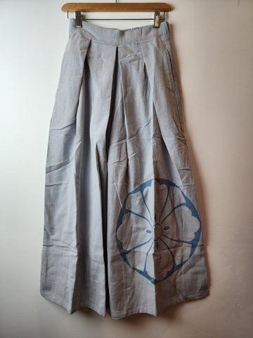 Cherry Blossom Kamon Grey Stonewash Hakama Pants