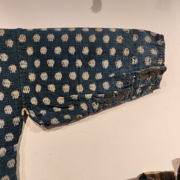 Vintage Japanese Indigo ikat Shibori Patchwork Noragi