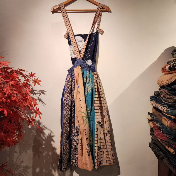 Retro Kakishibu Dyed Tenugui Long Dress
