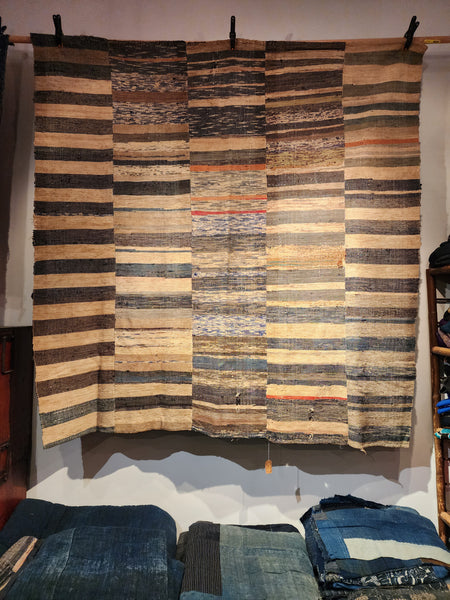 Vintage Japanese Sakiori Indigo Rug 155 x 165cm 2.3kg