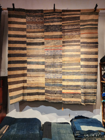 Vintage Japanese Sakiori Indigo Rug 155 x 165cm 2.3kg