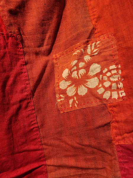 Retro Boro Sashiko Patchwork Safflower Monpe Pants