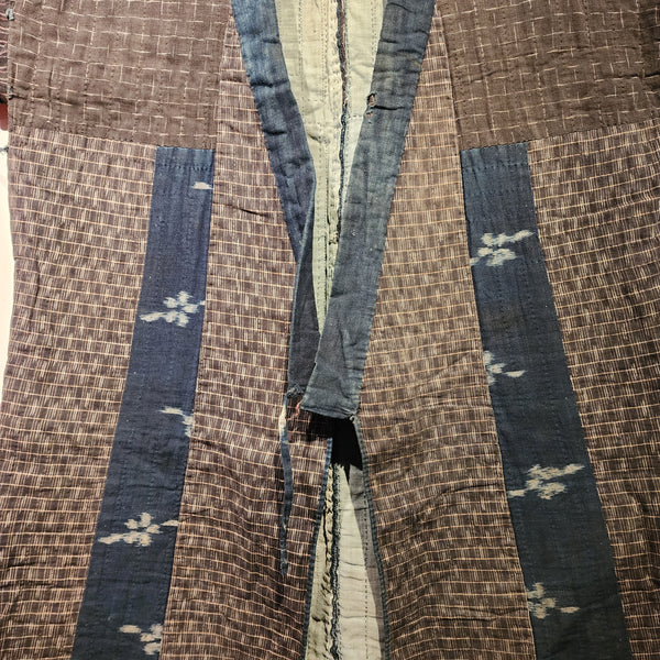 Vintage Japanese Indigo ikat Shibori Patchwork Noragi