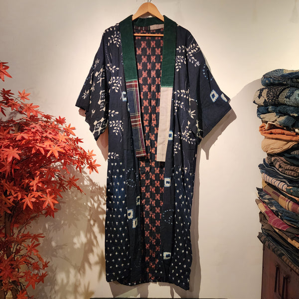 Vintage Japanese Indigo ikat Shibori Patchwork Noragi