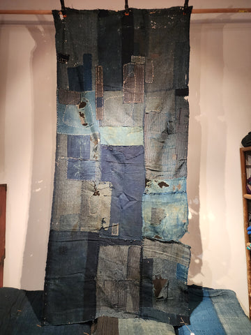 Vintage Boro Patchwork Japanese Indigo Sashiko Futon Cover 92 x 206cm