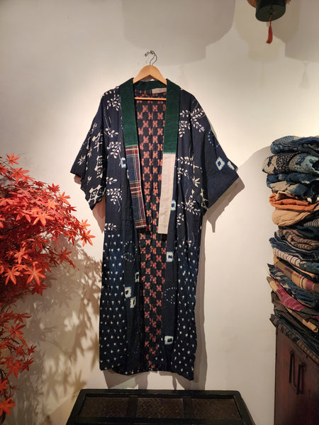 Vintage Japanese Indigo ikat Shibori Patchwork Noragi
