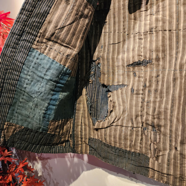 Vintage Japanese Indigo ikat Shibori Patchwork Noragi