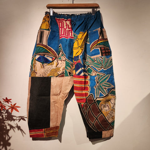 Retro Kakishibu Dyed Tenugui Samurai Flag Pants