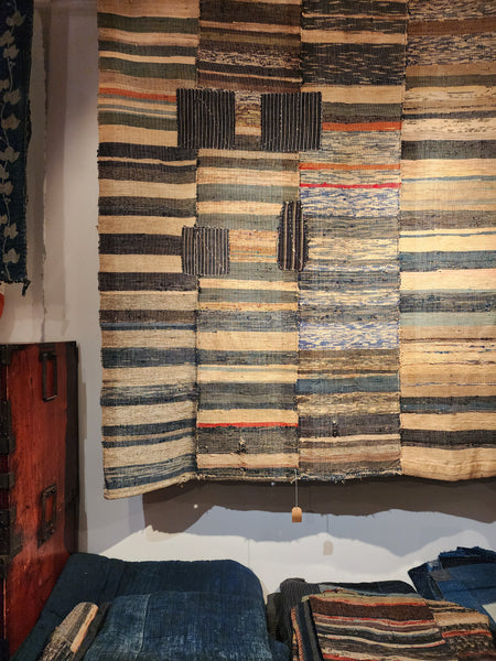 Vintage Japanese Sakiori Indigo Rug 155 x 165cm 2.3kg