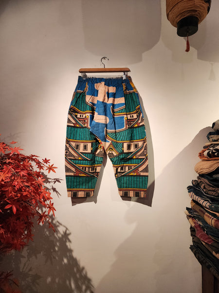 Retro Kakishibu Dyed Tenugui Samurai Flag Pants
