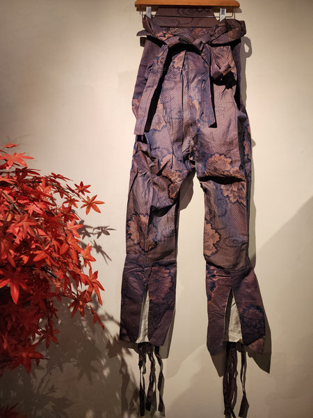 Vintage Tattsuke Purple Flower Hakama Pants L110cm