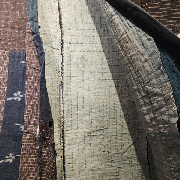 Vintage Japanese Indigo ikat Shibori Patchwork Noragi