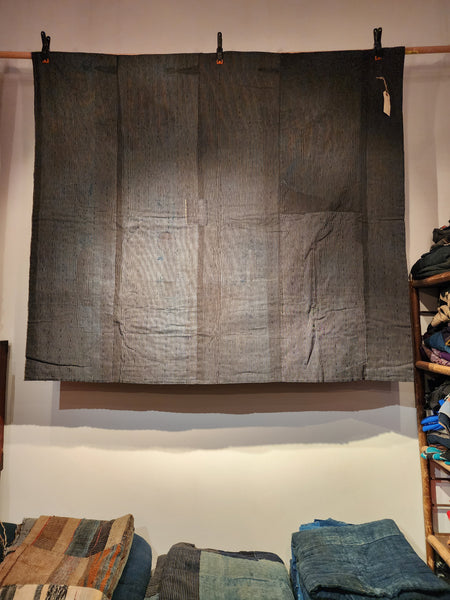 Vintage Indigo Shima Boro Sashiko Thick Rug Carpet 152 x 132cm 2.1kg