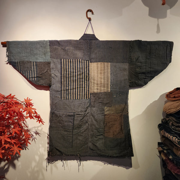 Vintage Japanese Indigo ikat Shibori Patchwork Noragi