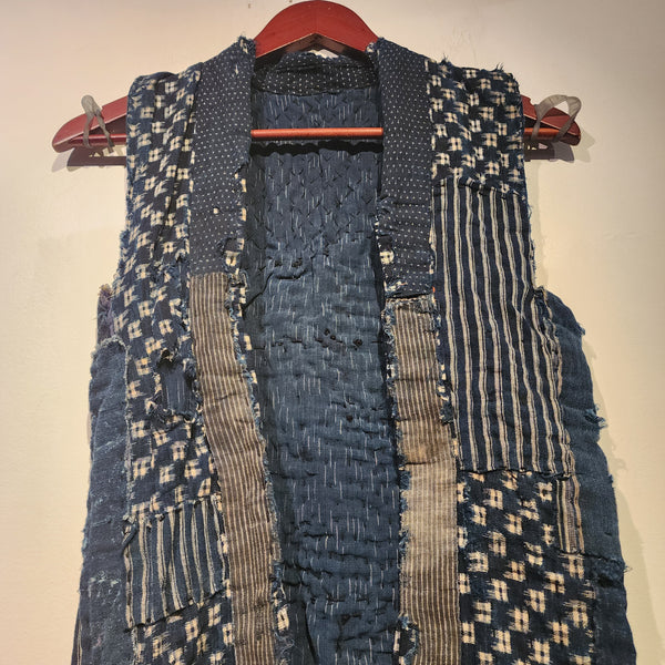 Vintage Japanese Indigo Boro Patchwork Sashiko Vest