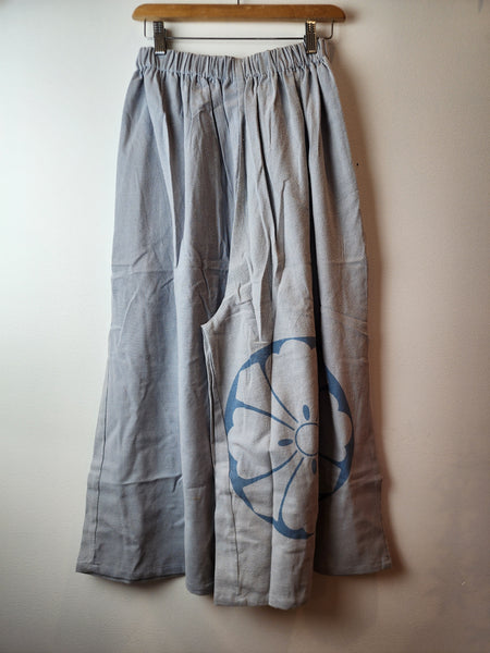 Cherry Blossom Kamon Grey Stonewash Hakama Pants