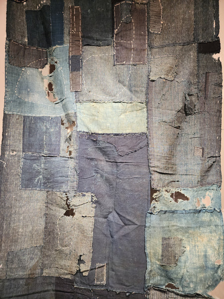 Vintage Boro Patchwork Japanese Indigo Sashiko Futon Cover 92 x 206cm