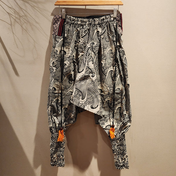 Black Big Waves Ninja Pants