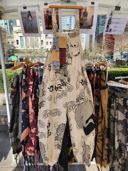 Crane Kamon White Tiger Patchwork Overall Jumpsuit