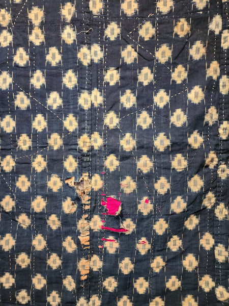 Vintage Boro Patchwork Sashiko Indigo Kasuri Thick Rug 172 x 182cm