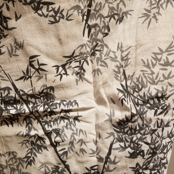 White With Bamboo Leaves Samurai Pants Waist Tied