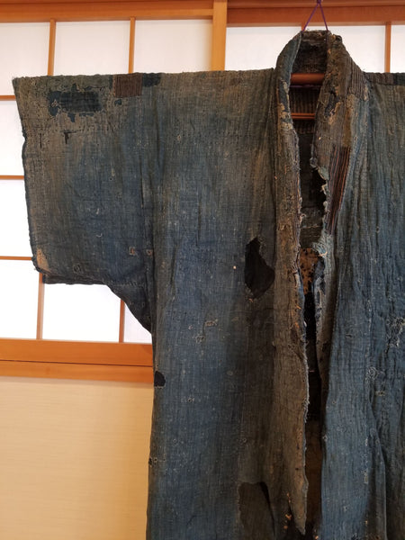 RARE Meiji Era (1900s) Indigo Boro Patchwork Yogi Bodoko Kimono
