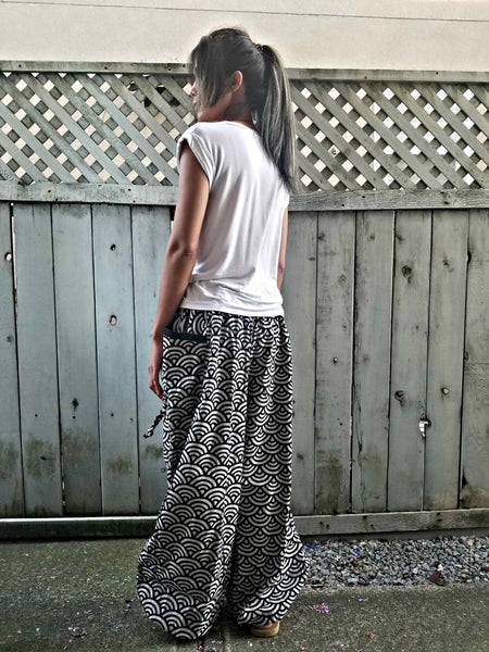 New Design Sashiko Waves Comfy Pants