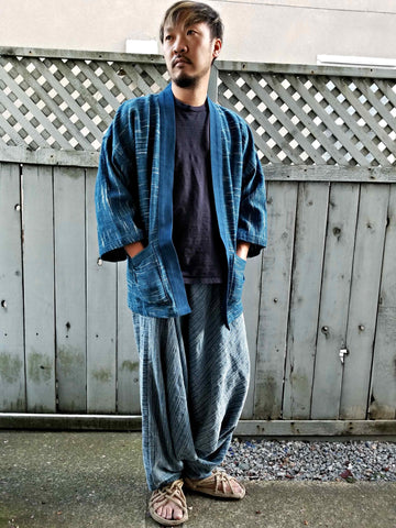 Natural Dyed Indigo Kimono Noragi Hanten 1of1