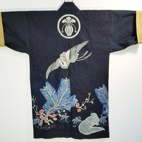 Tsutsugaki Crane Design Hanten Jacket