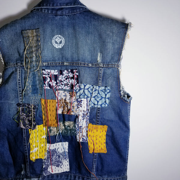 Handstitched Sashiko Retro Patchwork Vest