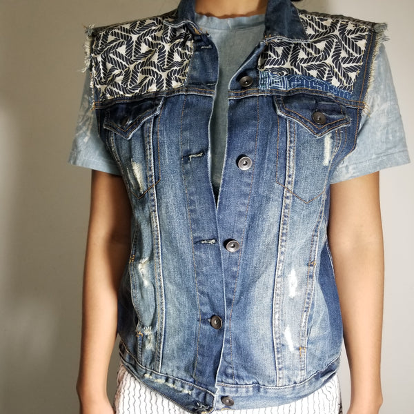 Handstitched Sashiko Retro Patchwork Vest