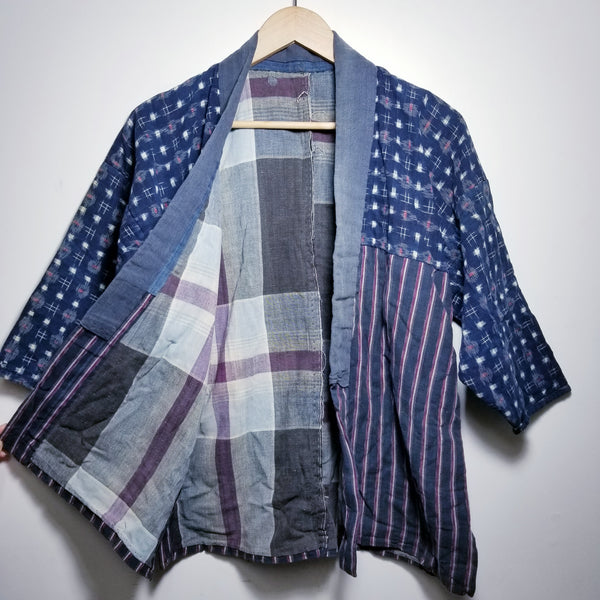 Aizome indigo Kasuri Ikat Noragi