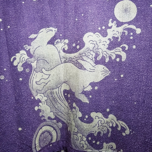 Purple Bunny Waves Long Monk Kimono
