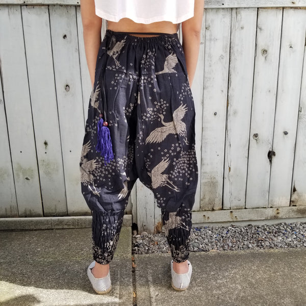 Sakura Crane BLACK Ninja Pants