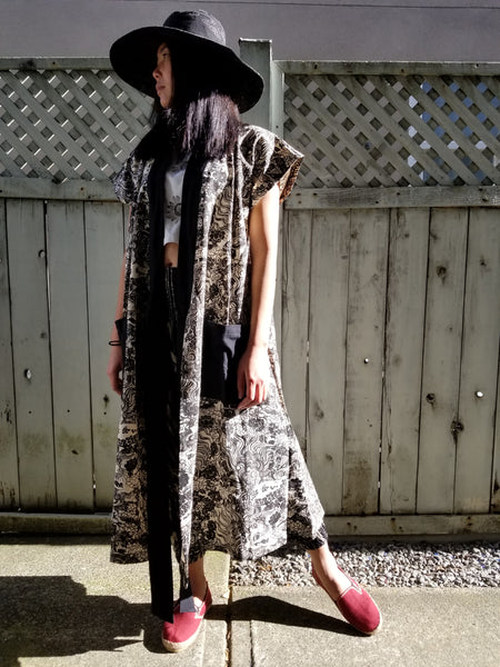 White Foodog Dragon Long Monk Vest Kimono