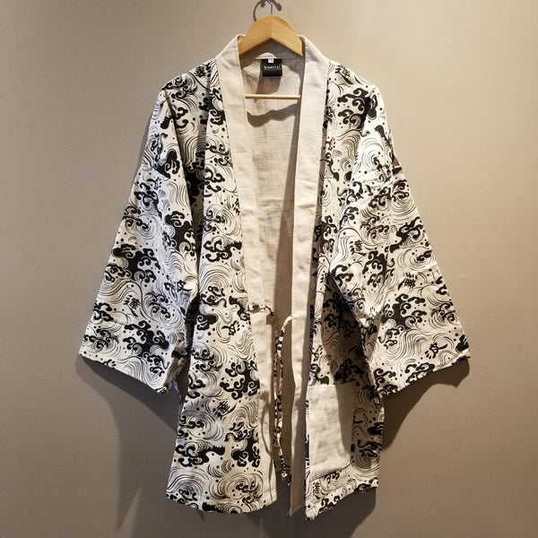 White Ronin Waves Noragi Kimono Regular & XXL