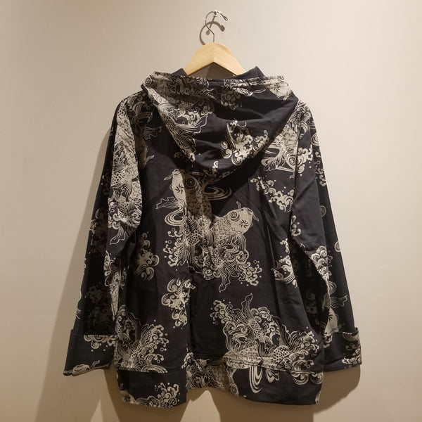 Black Koi Art Pullover Hoodies jacket