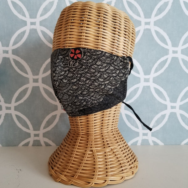 Black Bunny Waves Fabric Masks tie up