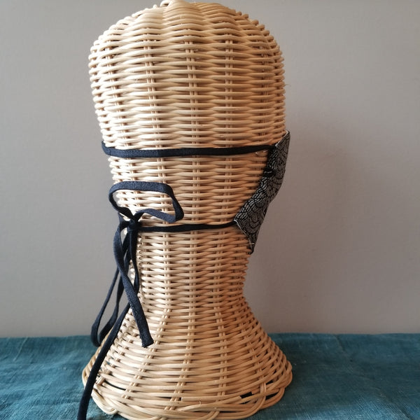 Black Bunny Waves Fabric Masks tie up