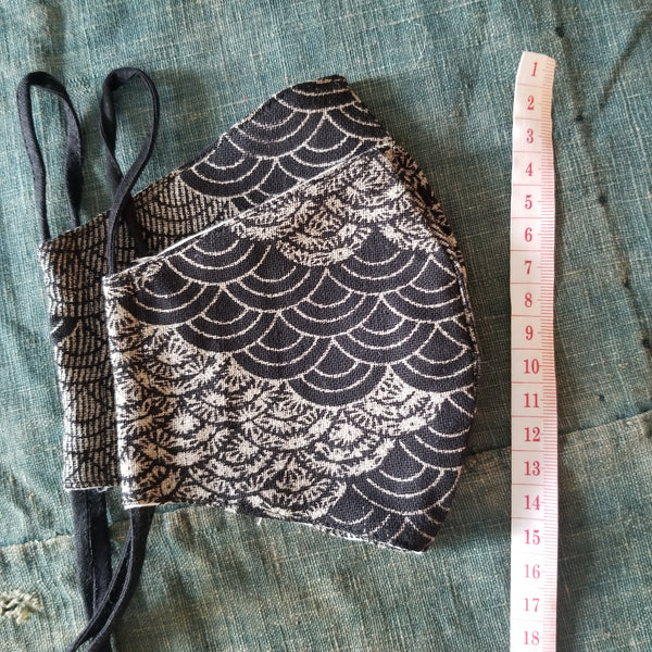 Black Bunny Waves Fabric Masks tie up